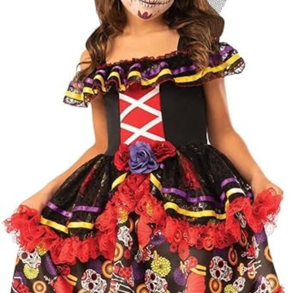 Halloween dress GIRLS PARTY CITY DAY OF THE DEAD SUGAR SKULL  COSTUME SIZE M - Picture 12 of 12